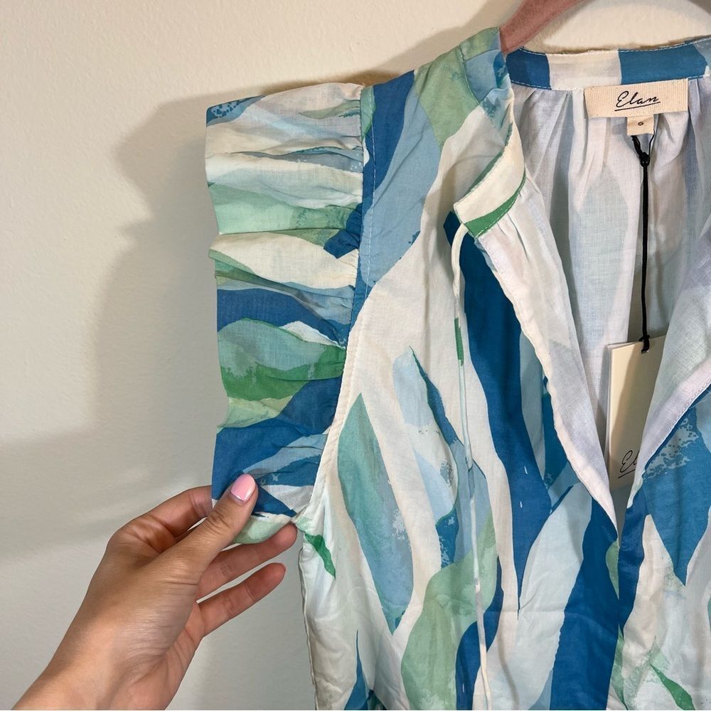 Elan Women’s Blue Green Ruffle Midi Dress Small NWT - Picture 6 of 13